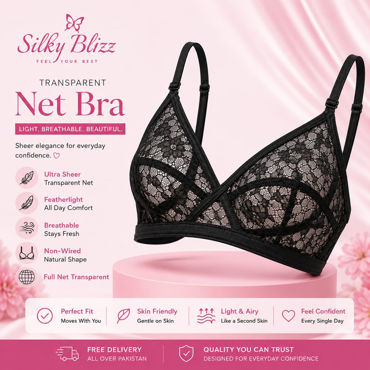 Transparent Net Bra – Lightweight, Breathable & Elegant